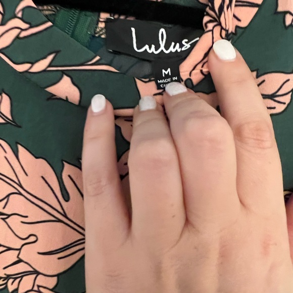 Lulu's Green and Pink Floral Dress - Picture 4 of 5